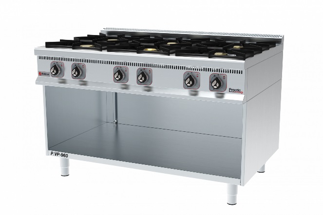 Котлон с 6 газови горелки върху база - GASTRO HAAL PRACTIC 900 P.VP-960 Котлон с 6 газови горелки върху база - GASTRO HAAL PRACTIC 900 P.VP-960