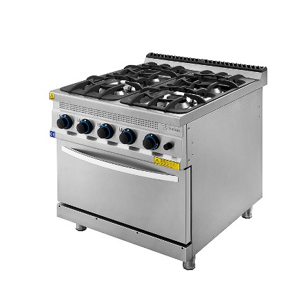 Печка на газ с 4 газови котлона и електрическа фурна - Turhan Celik TC.9KG800 Печка на газ с 4 газови котлона и електрическа фурна - Turhan Celik TC.9KG800